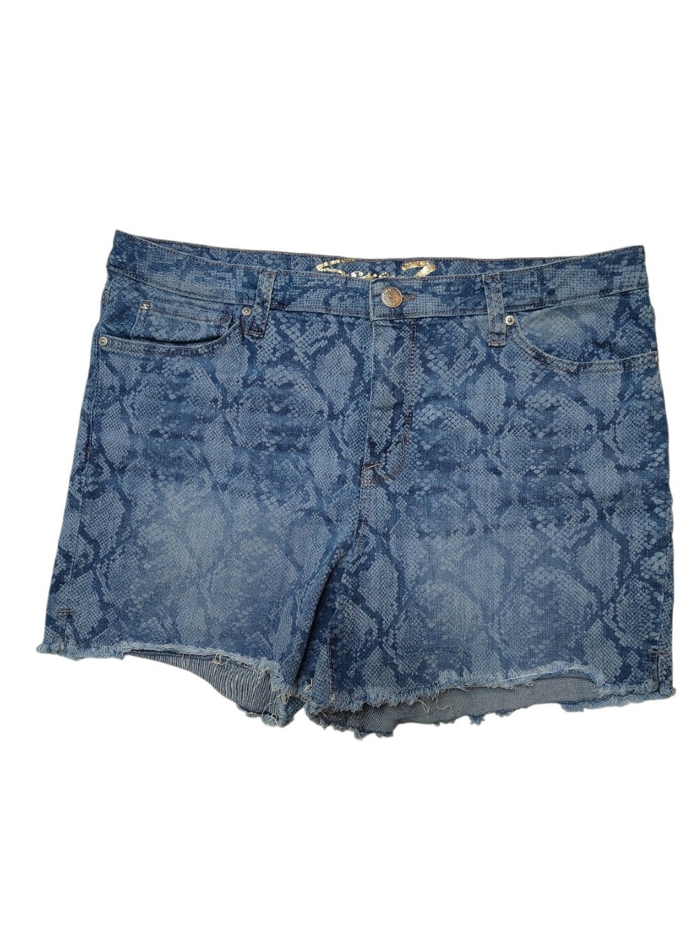 Seven7 "The Weekend" Snakeskin Print Denim Shorts Size 14